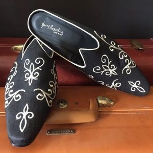 New HENRY BEGUELIN Black Ivory Silk Mules 6.5